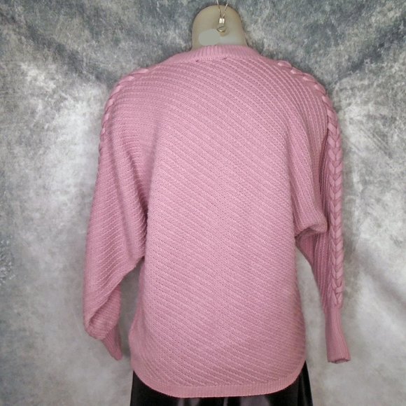 Vera Wang Warm Sweater, Dolman Sleeves, Fun Details, Dusty Pink Mauve Pullover - Picture 5 of 10